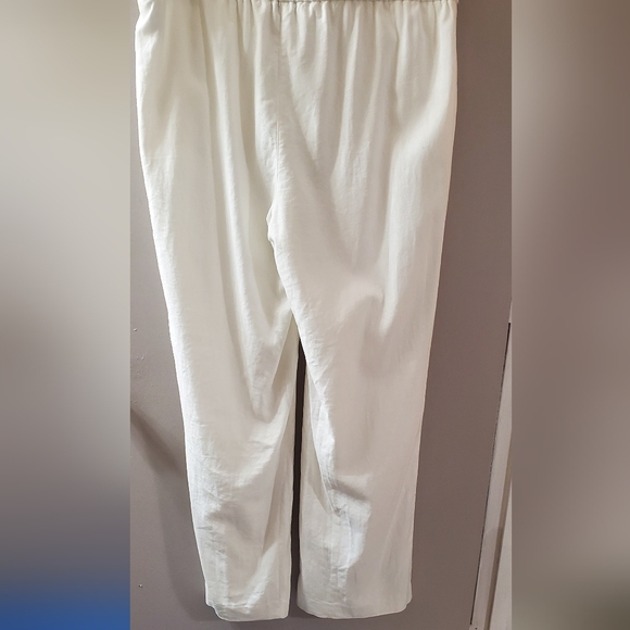 Elegant White Women's Linen Blend Pants With Pockets. Sz L - Picture 4 of 8